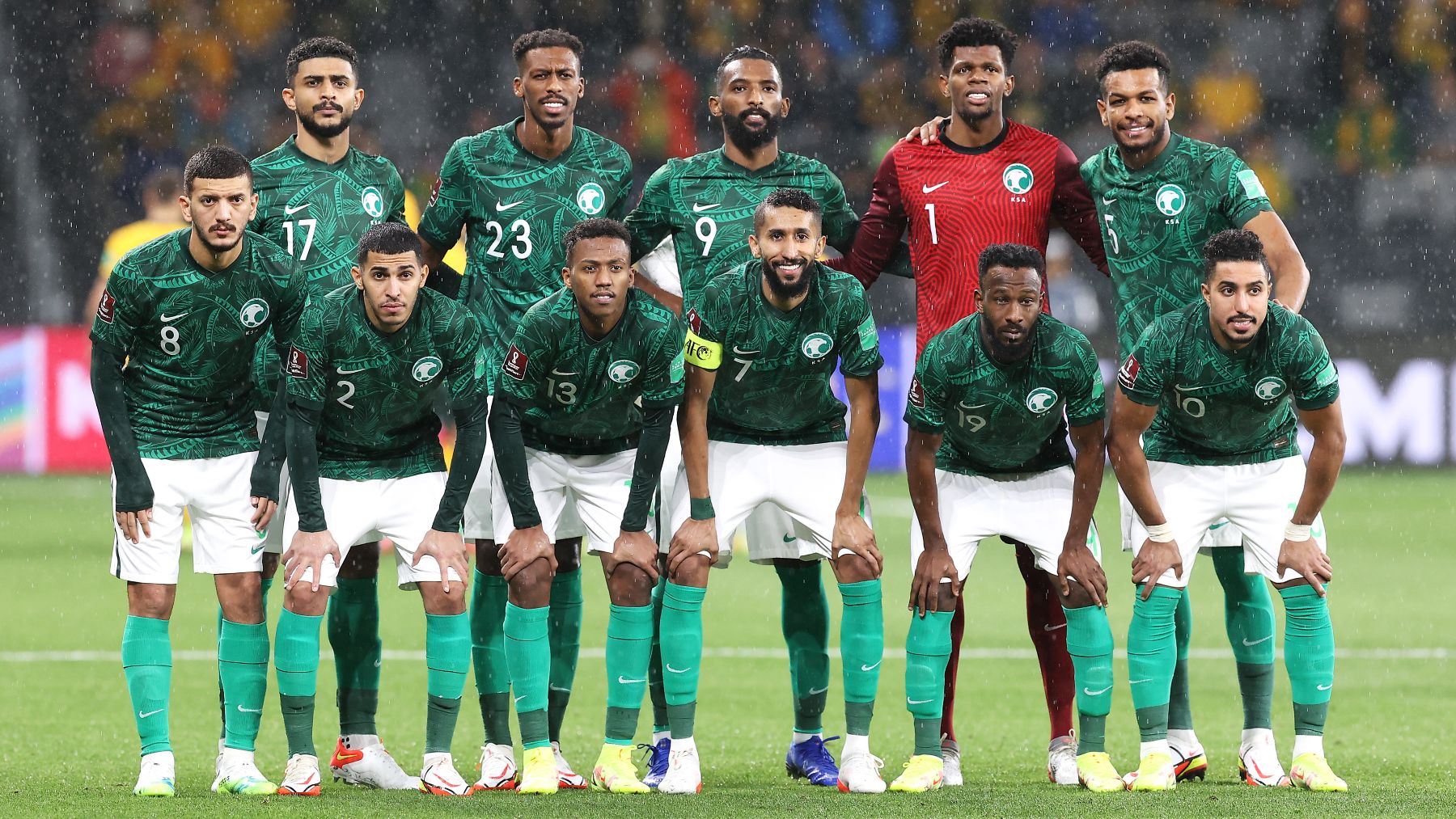 Los jugadores de Arabia Saudí antes de un partido. (Getty)