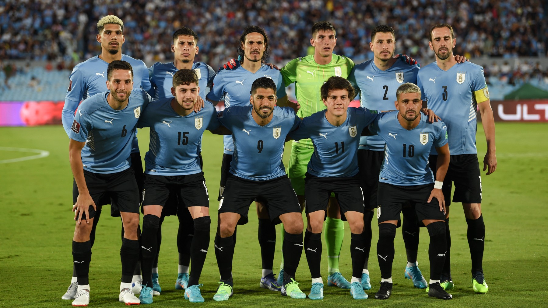 Los jugadores de Uruguay antes de un partido. (AFP)