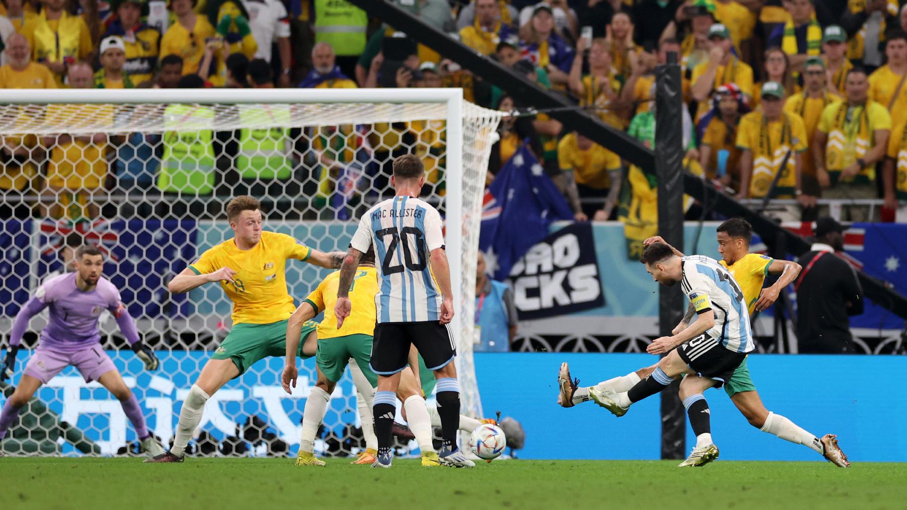 Messi abrió el marcador contra Australia. (Getty)